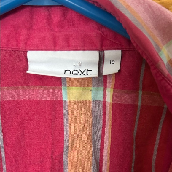 next Pink and Yellow Plaid Short Sleeve Button-Up Shirt - Picture 3 of 3